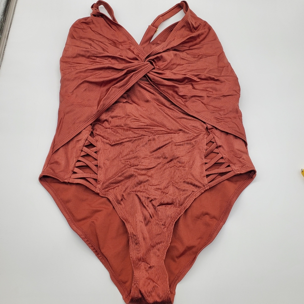 ☆ Allure by TMG Burnt Orange One Piece Swim Suit Size 16/18